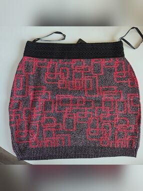 Miss Kelly 1999 Womens Black & Red Geometric Knit Skirt